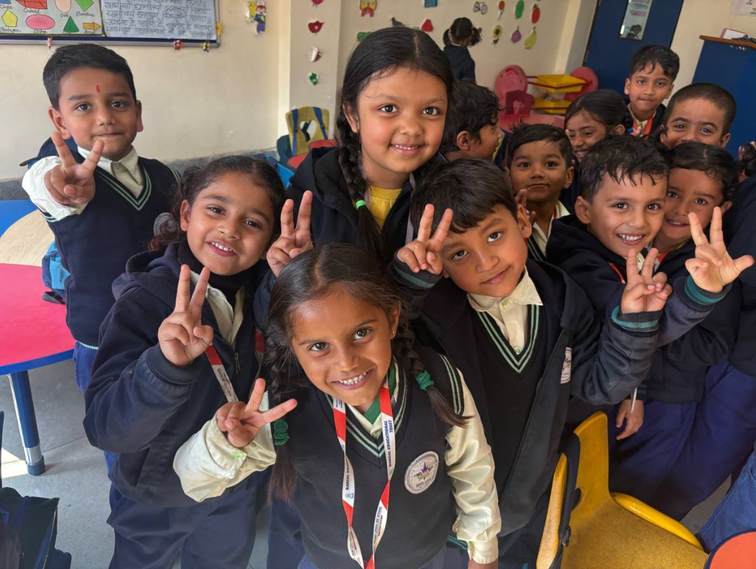 Happy children learning and playing together